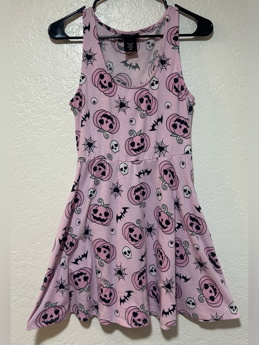 Sweet Society Pink Halloween Pumpkin Print Mini Dress with Pockets